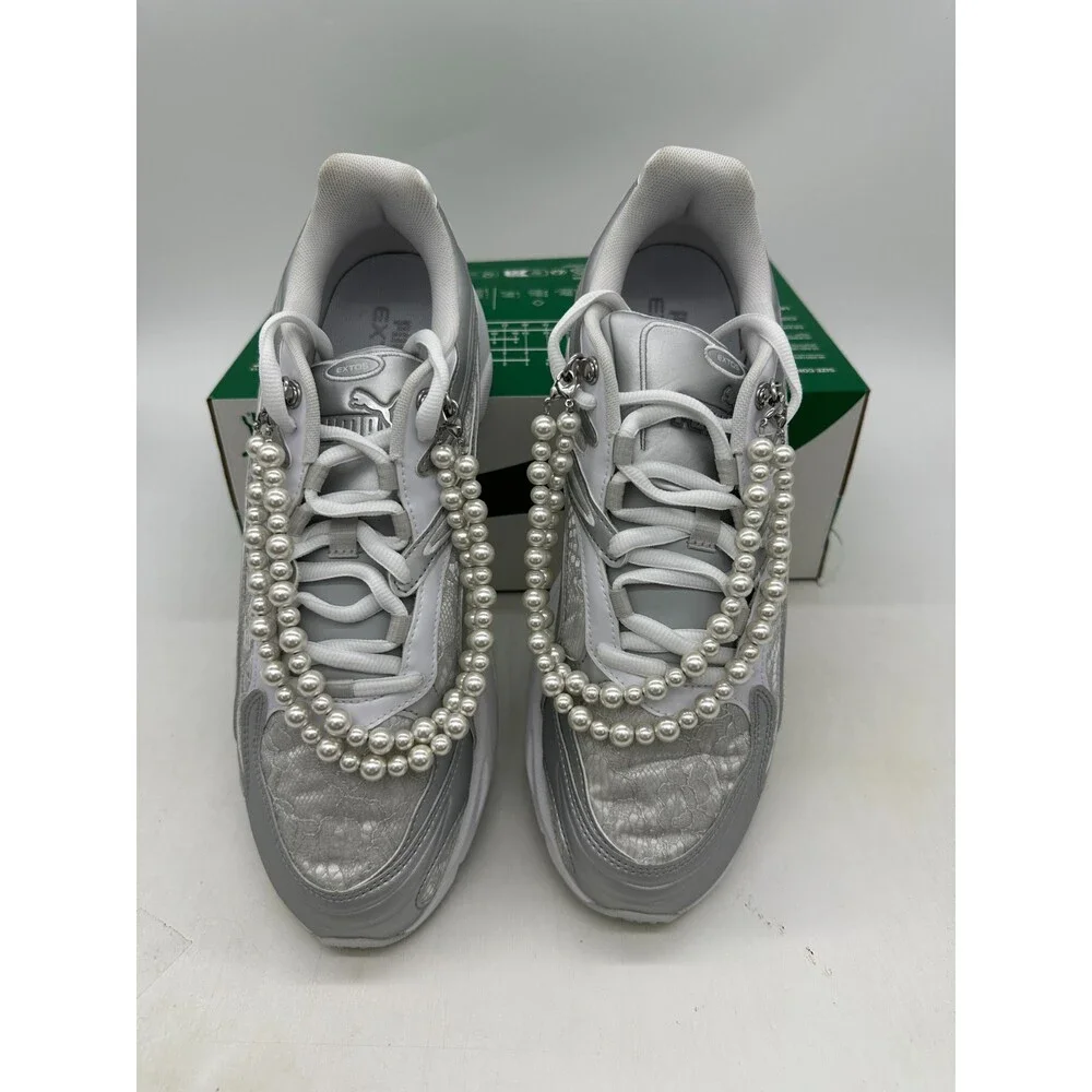 Puma Extos Feminine Men's Size 12 Silver White Athletic Shoes 399965 01